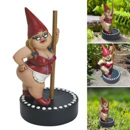 Decorative Objects Figurines Garden Pole Dancing Gnome Resin Gnomes Statue Outdoor Decoration Sculpture Decorativas Home Decor Adornos Para Casa 230809