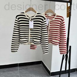 Basic & Casual Dresses designer Spring 22 New Product CE Family Temperament Celebrity Little Xiangfeng Knitted Stripe Short Coat Top Small Cardigan JLVZ