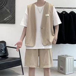 Men's Tracksuits Men Summer Suits Man's Casual Loose Short 3 Pieces Sets Korean Style Mid-sleeve T-shirts And Shorts Male Luxury Fashion