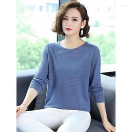 Women's Sweaters Spring Summer Long Sleeve Ladies T-Shirt Ice Silk Sweater Loose Knitted Bottoming Shirt Top Thin Korean Fashion Pullovers