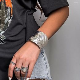 Bangle Vintage Feather Alloy Cuff Bracelets For Women 2023 Fashion Bohemian Big Bangles Charm Party Manchette Statement Jewellery Gifts