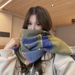 Scarves Winter Classic Lattice Scarf For Women Imitation Cashmere Feel Fashion Solid Color Shawl Long Thick Warm Tassel