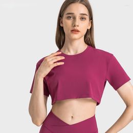 Active Shirts Women Ribbed Loose Cropped T-Shirt Soft Lightweight Quick-drying Yoga Summer Breathable Short Sleeve Workout Tops