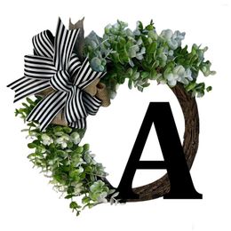 Decorative Flowers Unique Last Name Year Round Front Door Wreath With Bow Welcome Sign Garland Creative 26 Letter Window Suction Cups