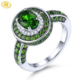 Wedding Rings Natural Chrome Diopside Silver 2 8 Carats Genuine Gemstone Black Plated Women S925 Jewelrys Classic Anniversary Gifts 230808