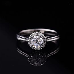 Cluster Rings White Gold Ring Moissanite GRA Certificate 0.50ct D VVS Luxury Sterling Silver 925 For Women