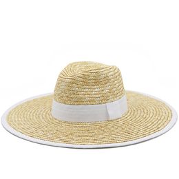 Summer 13CM Big Eaves Solid Sun Protection Sun Hat Women Men Fashion Dome Holiday Beach Hat Girl Straw Hat Ladies Caps