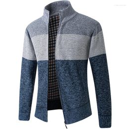 Men's Sweaters Men Cardigan Sweater 2023 Autumn Winter Stand-up Collar Warm Casual Fashion Male Clothing Plus Velvet Knitted Jacket