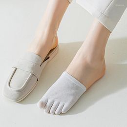 Women Socks Split-Toed Invisible Forefoot Anti Slip Five Finger Summer Breathable Mesh Elastic Solid Quick Drying High Heel