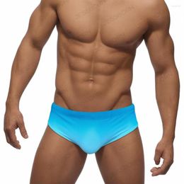 Men's Swimwear Sexy Swim Briefs Gradient Solid Pad Push Up Polyester Quick Dry Beach Board Shorts Gay Male Sport Bathing Trunks