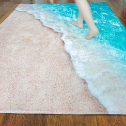 3D Carpets For Living Room Large Waves Beach Kids Room Rug Blue Kichen Mat Floor Carpet Modern Entracnce Mat Home Bathroom Rugs HKD230809