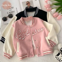 Jackets Fashion Baby Girl Cotton Jacket Infant Toddler Child Outwear Spring Autumn Baseball Uniform Casual Baby Clothes Coat 2-10Y 230808
