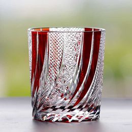 Japanese Cut Glass Edo Kiriko Old Fashioned Glasses In Gift Box Bohemian Hand Cut to Clear Whiskey Cup HKD230809