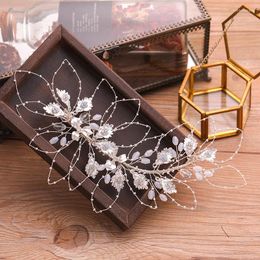 Hair Clips Design Silver Color Rose Gold Crystal Headband Flower Leaf Hairband Wedding Bride Women Girl Accessory Handmade Jewelry