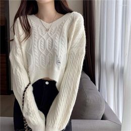 Women's Sweaters 2023 Autumn Wool Sweater Pullovers Warm Minimalist Korean Short Elegant Solid Sweet Lady Jumpers Tops Pull Femme