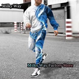 Men's Tracksuits Spring Autumn Tracksuit Fashion Casual Long Sleeve T-shirts Trousers Suit Solid Color Streetwear Outfit Clothing Set