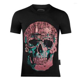 Men's T Shirts 2023 Summer Short-sleeved T-shirt Cotton Skull Diamond Fashion Trend High Street High-quality O-Neck Top Luxury