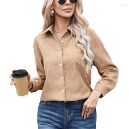 Women's Blouses Women Corduroy Shirts Casual Oversized Button Down Shacket Long Sleeve Shirt Top