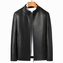 Men's Jackets YN-2263 Autumn And Spring Men's Stand Collar Jacket Natural Leather Thin Section Plus Velvet Fashion Jacket Motorcycle Youth 230808