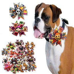 Dog Apparel 50pcs Halloween Bows Removable Bowtie for Dogs Pets Collar Accessories Small Cat Bow Tie Holiday 230809