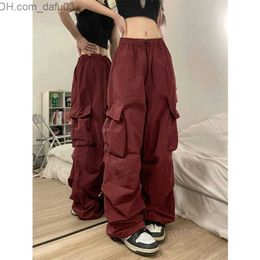 Women's Pants Capris New product pants women's retro work clothes casual bags straight men's fashion wide leg pockets jogging men's Y2k street clothing Z230809