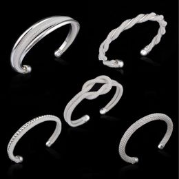 Cuff New 925 Sterling Sier Mesh Bracelets 5 Design Womens Double Wire Twisted Open Bangle For Ladies Hypoallergenic Fashion Jewelry Dr Dhcry