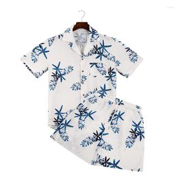 wholesale Mens Tracksuits 2024Mens Sets Hawaiian Loose Beachwear Printed Short Sleeve Suit Comfortable Casual Two-piece