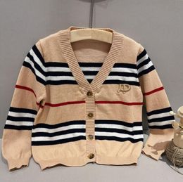 Baby Boys Girls Brand Sweaters Spring Autumn Kids Striped Cardigan Sweater Letters Printed Children Knitted Coats Outwear 1-6 Years