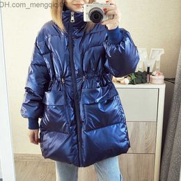 Women's Leather Faux Leather Winter Women's Parkas Fashion Shiny Fabric Thick Windproof Warm Jacket Coat Snow Coat S-XL Z230809