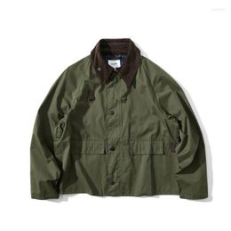 Men's Jackets Retro Military Style M65 Jacket Men Lose Multiple Pockets Cargo Coat Outdoor Camping Corduroy Lapel Hunting