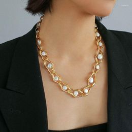 Choker Timeless Wonder Natural Baroque Pearl OT Chain Necklace For Women Designer Jewellery Goth Top Runway Kpop Japan Trendy Rare 4533