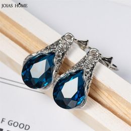 Hoop Earrings Joiashome Blue Zircon Drop For Women 925 Sterling Silver Vintage Water Wedding Female Gift Fine Jewellery