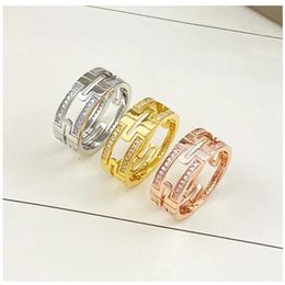 Paper Clip Hollowed Out Female Rose Gold Europe and America Diamond-studded Star Index Finger Net Red Ring Couple M2205