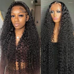 Deep Wave Frontal Wig Curly Human Hair 34 Inch Lace Wigs For Women Hd Water Front