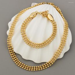 Necklace Earrings Set Dubai Fashion Luxury Gold Color African Vintage Bead Chain Bracelets For Women Party Gifts Accessories