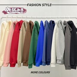 Mens Hoodies Sweatshirts Hybskr Hoodie Plus Velvet Woman Winter Pullovers Casual Plush Fleece Lined Warm Tops Oversized Loose Blouses Sweatshirt 230808