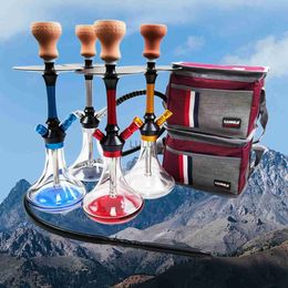 Shisha Complete Set Aluminum Alloy Portable Hookah Accessories With Travel Bag Outdoor Sheesha Narguile Water Pipe Smoking HKD230809