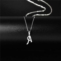 Pendant Necklaces Fashion Initial Letter Pendant Necklace for Women Simple Stainless Steel Letter Glossy Clavicle Chain Choker Necklaces Jewellery J230809