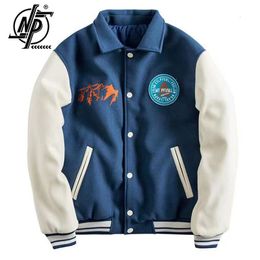 Mens Jackets Winter Men Baseball Jacket High Street Harajuku Thick Bomber Patchwork Blue Casual Embroidered Patch Coat Male Outerwear 230809