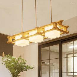 Pendant Lamps Simple Chandelier Individual Creative Restaurant Log Lamp Nordic Solid Wood LED Modern