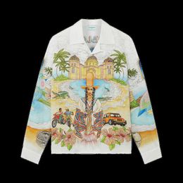 Summer New Casablanca Artist Cuban Collar Sicilian Couple Style Trendy Long Sleeve button up shirt