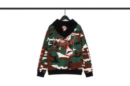 Men's Hoodies Sweatshirts Matty Boy Matching Camouflage Sanskrit Lip Print Embroidered American High Street Hooded Sweatshirt 230808