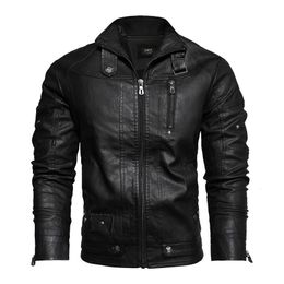 Men's Jackets Mens Motorcycle Jacket Autumn Winter Male Faux PU Leather Casual Biker Coat Zipper Fleece Cltohing B01612 230809