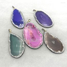 Pendant Necklaces PM4554 Mix Colors Agate Slice Druzy Rhinestone Drusy