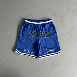 Men's New Summer Blue Net Shorts Sports Basketball Pants All Super Cool Breathable Quick Dry Embroidered Shorts