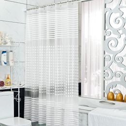 Toothbrush Holders Shower Curtain Waterproof PEVA Plastic Environmental Protection Stripe Semi Transparent Hanging Bathroom Mould Proof 230809