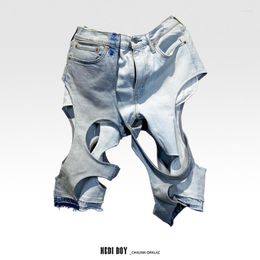 Men's Jeans Deconstructing Hollow-out Spliced Do The Old Cowboy Shorts And Women's Same Fashion Designer Street Denim