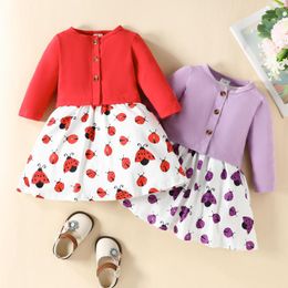 Clothing Sets 2023-06-08 Lioraitiin 0-3Years Infant Baby Girls Cute Clothes Butterfly Print Summer A-Line Dress Long Sleeve Cardigan