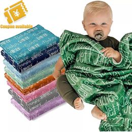 Blanket Customised Name Flannel Adult and Children Baby Soft Exclusive Woollen Wrapped birthday Gift 230809