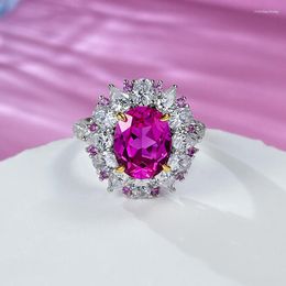 Cluster Rings 2023 S925 Silver Elegant 8 10 Pink Diamond Ring Women's European American French Fashion Versatile